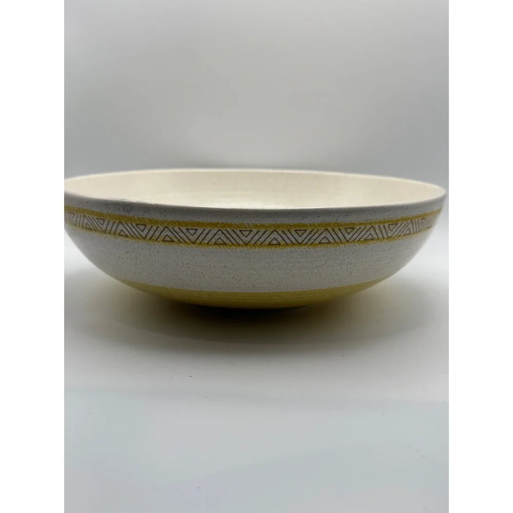 Vtg Franciscan Dinnerware Serving Bowl Yellow Speckled Geometric‎ USA 9.5